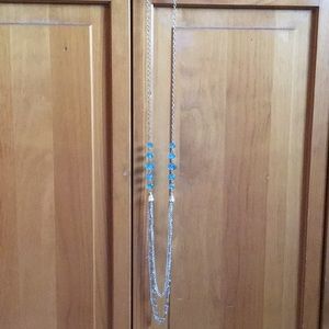 Paparazzi Silver & Aqua Lanyard Necklace